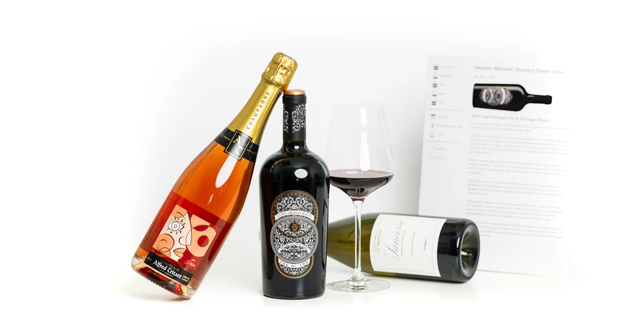 Wine bottles and wine glass display